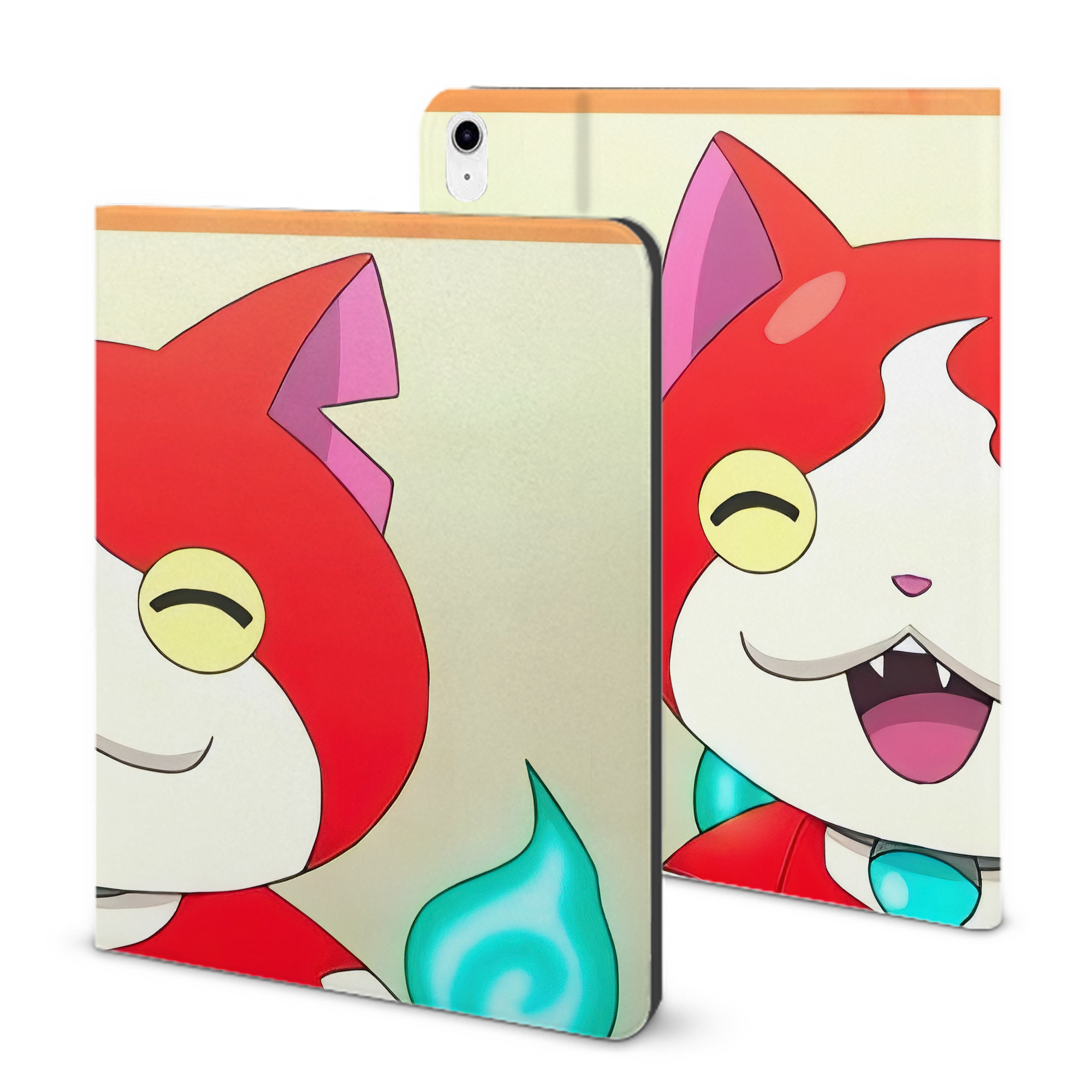 （画像用） 妖怪ウォッチ Yo-kai Watch IPad ケース ブック型 PUレザー TPU 耐衝撃 軽量 薄型 ペン収納なし 全面保護 IPad 各モデル対応